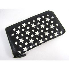 【Saint Laurent】長財布 星柄 ブラック　レザー ポケット 大容量 Saint Laurent】長財布 星柄 ブラック レザー ポケット 大容量 - メルカリ