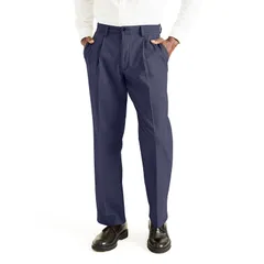 ドッカーズ メンズ ボトムス カジュアルパンツ プリーツ Mens Dockerstretch Easy Khaki ClassicFit Pleated Pants Dockers Navy ネイビーのサムネイル