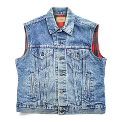 Levi's 80年代 USA製 ヴィンテージ デニム ベスト L バッファローチェック 裏地 ネルライナー 60518 0816のサムネイル