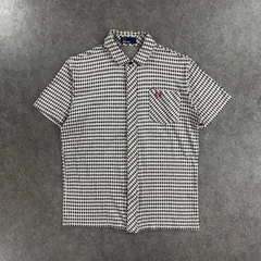 日本製 FRED PERRY フレッドペリー ヒットユニオン 半袖シャツ 比翼 チェック柄 ツートン ロゴ刺繍 ポケット メンズ Lのサムネイル