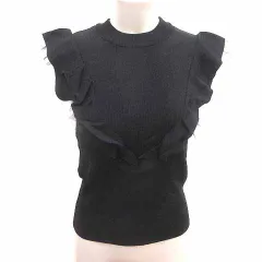 フェルゥ Feroux ニット カットソー フリル フレンチスリーブ 2 M 黒 ブラック /YKのサムネイル