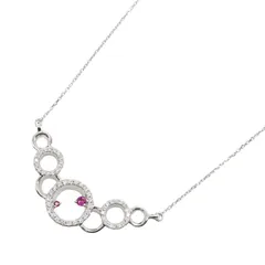 ジュエリー JEWELRY ネックレス ルビー ダイヤモンド ネックレス ﾙﾋﾞｰ 6.4g 首回48cm K18WG（ホワイトゴールド） ダイヤモンド ネックレス レディース Used Aのサムネイル