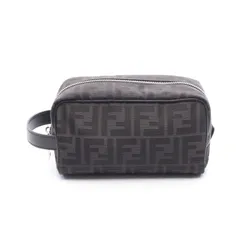 フェンディ FENDI ポーチ FFジャカード スモール 7N0151 ブラック キャンバス レザー スモール ポーチ メンズ Used Aのサムネイル