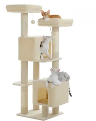 미사용 ☆ PAWZ Road Cat Tower 130cm, 거치식, 베이지, 멀티레이어, 멀티헤드, 슬림형, 대형, 고정식, 공간절약형