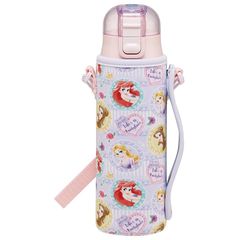 [신품] 스케이터(Skater) 수통 어린이용 직음 470ml 커버 첨부 디즈니 프린세스 소녀 보냉 전용 스테인리스 경량 타입 waterbottle 스포츠 병 키즈 아이 물병 26 여자 KSDC4-A 0