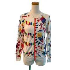 デシグアル Desigual カーディガン ニット 総柄 アイスクリーム フローラル プリント ジップアップ EUR/MEX/CHI 13/14 160/73 白 ホワイト /MZ ■ECF005のサムネイル