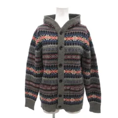 B&Y ユナイテッドアローズ BEAUTY&YOUTH ビューティー&ユース 美品 ニットパーカー フーディー ウール S グレー ノルディック柄 ボタン開閉 長袖 /MXのサムネイル