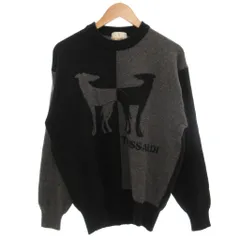 トラサルディ TRUSSARDI カシミヤニット セーター 長袖 プルオーバー バイカラー L グレー 黒 ブラック /GV ■ECG005のサムネイル