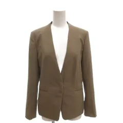 グリーンレーベルリラクシング ユナイテッドアローズ green label relaxing 美品 ノーカラージャケット ウール 38 カーキ 総裏地 /MXのサムネイル