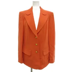 エスカーダ ESCADA 美品 テーラードジャケット ブレザー シングル 38 3B ピークドラペル 金ボタン 総裏地 オレンジ /KB ■ECG005のサムネイル