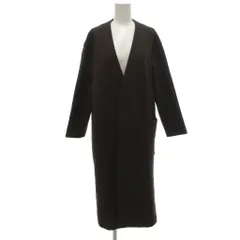 ユナイテッドアローズ UNITED ARROWS 美品 ノーカラーコート カーディガン ロング丈 オープンフロント ポケット付き 茶 ブラウン /KB ■ECG005のサムネイル