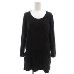 ソニア ソニアリキエル SONIA SONIA RYKIEL チュニック 44 黒 ブラック 長袖 ラウンドネック ラインストーン装飾 へプラムデザイン /IB ■ECF005のサムネイル