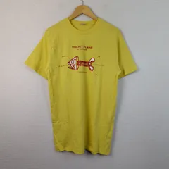 UNITED COLORS OF BENETTON ベネトン 半袖Tシャツ フィッシュボーン ジェットプレーン イエロー Mサイズ メンズ 古着 アメカジ レトロ ロング丈のサムネイル