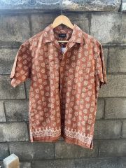 RRL ペイズリー オープンカラーシャツ 半袖 S 開襟シャツ 総柄 リネン