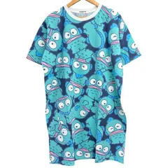 ハンギョドン 総柄 半袖 Tシャツ ワンピース キャラクター 水色 ビッグサイズ big size 大きいサイズ M L LL 2L XL  オーバーサイズ 部屋着 ルームウェア ビッグシャツ 大人 レディース メンズ ゆったり サンリオ Sanrioのサムネイル