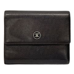 シャネル 財布 二つ折り CHANEL 二つ折り財布 ブラック ミニ財布