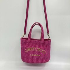 ジミーチュウ☆2WAYかごバッグ ビーチトート ミニ ラフィア 刺繍