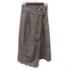 ダブルクローゼット w closet タイトスカート ロング グレンチェック F 茶 ブラウン /YIのサムネイル