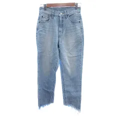 ページボーイ PAGE BOY established デニムパンツ ジーンズ テーパード カットオフ ダメージ加工 M 水色 ライトブルー /AUのサムネイル