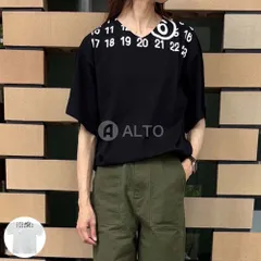 【2026春夏物モデル】MM6 KIDS メゾンマルジェラ　エムエムシックス キッズ MARGIELA6 ナンバーロゴTシャツ Vネック M60986 MM02Y レディース ガールズ ホワイト・ブラック ★大人もOK★のサムネイル