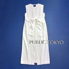 kT11 PUBLIC TOKYO 洗える ふくれジャガードノースリーブワンピース ウエストリボン メッシュ チェック ホワイト 白 パブリックトーキョー 定価22,000円のサムネイル