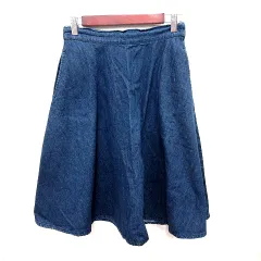 ダブルクローゼット w closet スカート デニム フレア ひざ丈 インディゴ /RTのサムネイル