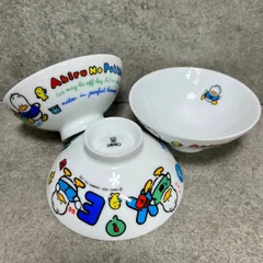 あひるのペックル 茶碗 食器 陶器製 当時物 サンリオ レトロ 未使用 3点セット 子供用のサムネイル