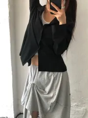 YOHJI YAMAMOTO ヨウジヤマモト ブラック バッグ スティッチ デザインテープ ウール ジャケットのサムネイル