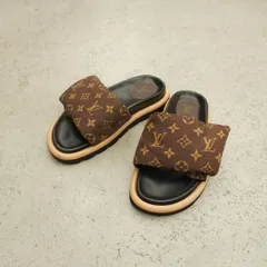 正規 LOUIS VUITTON ルイヴィトン プール ピロー コンフォート ミュール モノグラム スリッパ サンダル レザー サイズ38 1121P♪のサムネイル