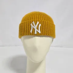 MLB NY マスタード ゴージ ショート ニット ビーニー 帽子 フリーサイズ 0119のサムネイル