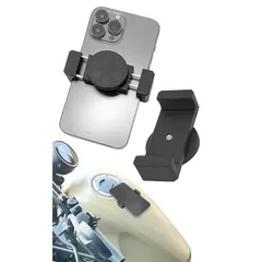 【新品】 【GOROPRI】バイク スマホホルダー マグネット バイク用スマホホルダー 超強力 マグネット式 燃料タンクにワンタッチで貼付け カメラアクセサリ スマホマウント PUレザー収納袋付き (ブラック) 1のサムネイル