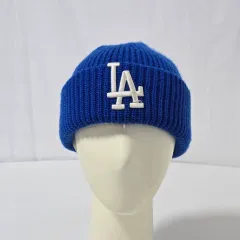 MLB LA ロゴ 青 ニット 帽子 ショートビーニー free 1211のサムネイル