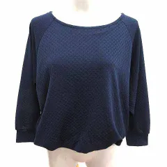テチチ Te chichi ブラウス リボン チェック 長袖 M 紺 ネイビー /YKのサムネイル