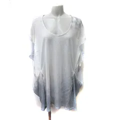 アルカリ alcali チュニック フレンチスリーブ 切替 シフォン グレー 白 ホワイト /YIのサムネイル