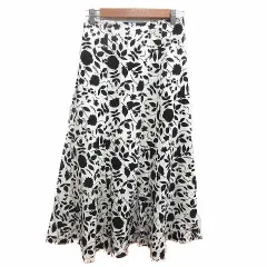 ダブルクローゼット w closet フレアスカート ロング 総柄 F 白 ホワイト 黒 ブラック /YKのサムネイル