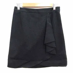 プライベートレーベル Private label 台形スカート ミニ フリル ウール カシミヤ混 M 黒 ブラック /YKのサムネイル