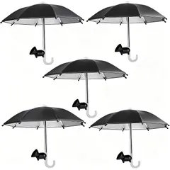 【新品】 自転車 スマホホルダーに付き 傘 かわいい ミニ傘 吸盤タイプ 防雨 遮光 日除け 日焼け止め スマホ遮光フード スマホの過熱防止 反射防止 スマホ スマートフォン 携帯 保護 展開直径27 取付簡単 車 スマホホルダー使用可能（ブラック5本） 1のサムネイル