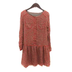 N.Natural Beauty Basic N.ナチュラルビューティーベーシック ワンピース ひざ丈 総柄 長袖 M 赤 レッド ベージュ /MSのサムネイル