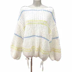 ダブルクローゼット w closet Alley by w closet ニット セーター ボートネック ボーダー 長袖 F 白 ホワイト /YKのサムネイル