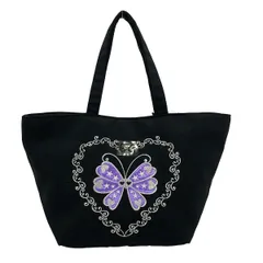 ANNA SUI(アナスイ) トートバッグ新品同様  - 黒×パープル×シルバー 刺繍/バタフライ(蝶)のサムネイル