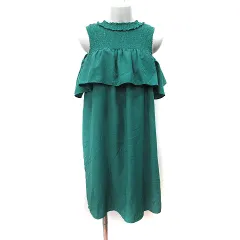 アルカリ alcali ページボーイ PAGEBOY ワンピース ひざ丈 カットアウト 半袖 シャーリング F 緑 グリーン /YIのサムネイル