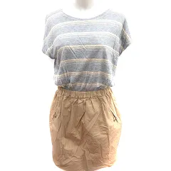 グリーンレーベルリラクシング ユナイテッドアローズ green label relaxing ワンピース タイト ひざ丈 半袖 ボーダー グレー ベージュ /RT