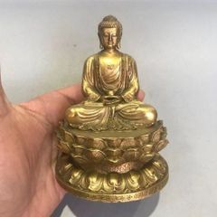 Jizo Bodhisattva Kannon Bronze Buddha Statue Sculpture Ornament Good Fortune Feng Shui Craft Art Ornament