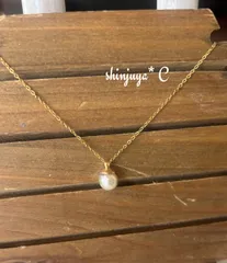 国産あこや真珠♡本物パールネックレス♡アレルギー対応♡本真珠♡結婚式♡アジャスター付♡一点もの♡C