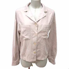 ダブルクローゼット w closet シャツ ブラウス テーラードカラー 長袖 F ピンクベージュ /YKのサムネイル