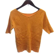 プロポーション ボディドレッシング PROPORTION BODY DRESSING ニット カットソー Vネック リブ 三分袖 半袖 FR マスタード 黄色 イエロー /AUのサムネイル