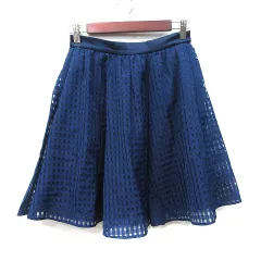 ジルバイジルスチュアート JILL by JILLSTUART フレアスカート ひざ丈 ギンガムチェック S 紺 ネイビー /YIのサムネイル