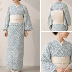 お買得】夏着物と帯セット 小紋 普段着 夏コーデ 単衣 着丈159