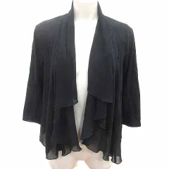ケティ KETTY カーディガン ニット 切替 シフォン 七分袖 M 黒 ブラック /YKのサムネイル