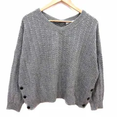 スピック&スパン Spick&Span ニット セーター Vネック ケーブル 長袖 アンゴラ混 ONE グレー /YKのサムネイル